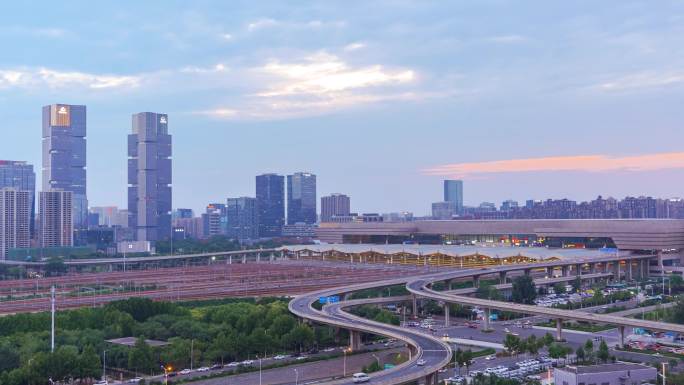 【4k延时】河南郑州高铁站日转夜延时