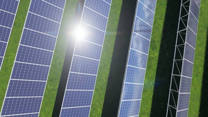 4K新能源太阳能发电站光伏发电