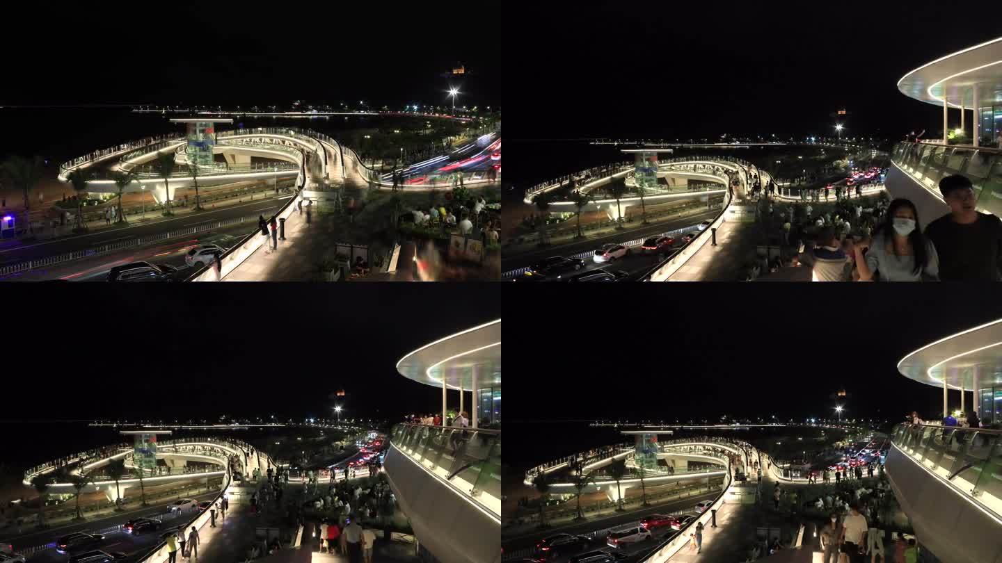 珠海城市阳台夜景延时摄影