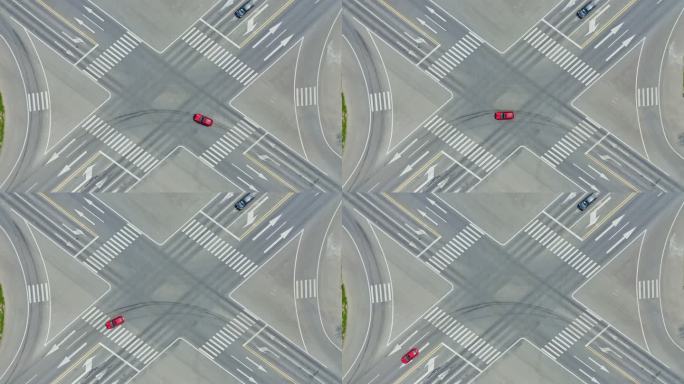 航拍城市交通公路十字路口