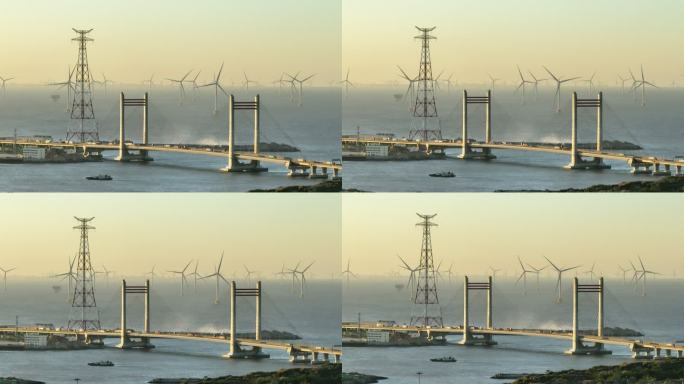 海面风力发电航拍
