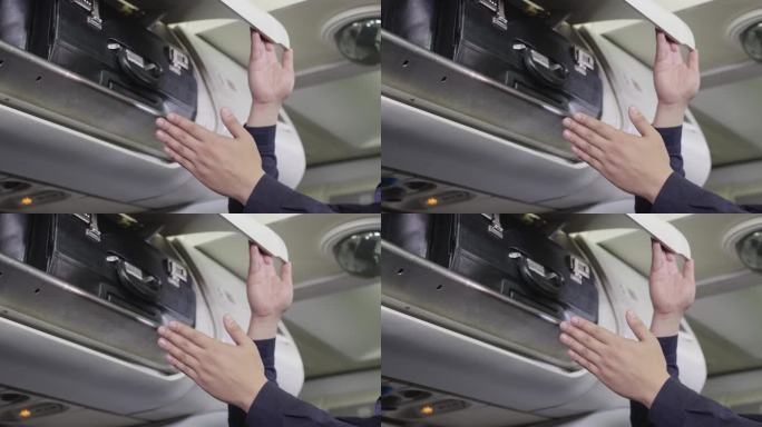 【4K】男子给空姐讲解检查行李箱注意事项