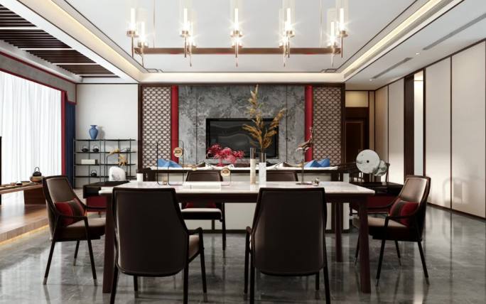 新中式别墅豪宅客餐厅