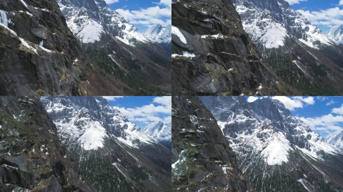 雪山峡谷航拍四姑娘山双桥沟风景