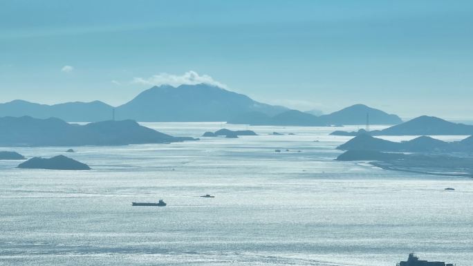 海面波光粼粼舟山群岛4K