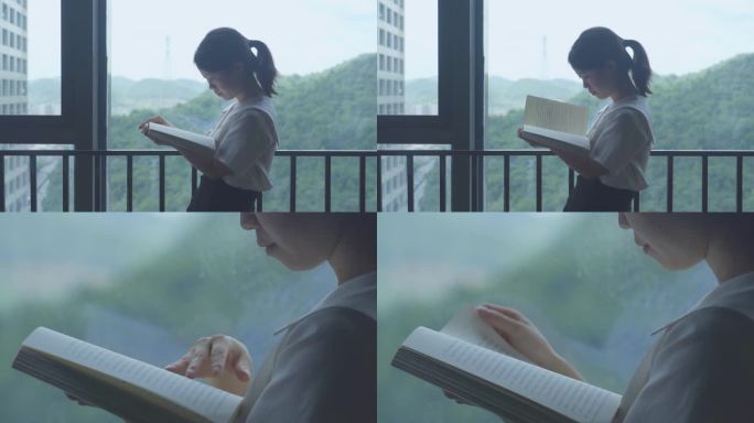 女生窗边看书阅读书籍放空自己享受生活文艺