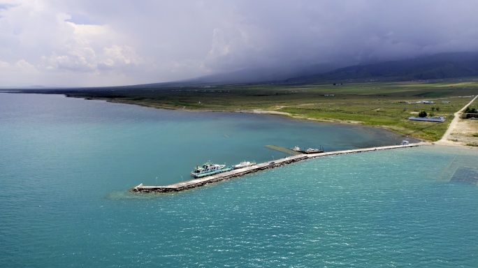 青海湖油菜花沉船牦牛地面拍摄素材航拍