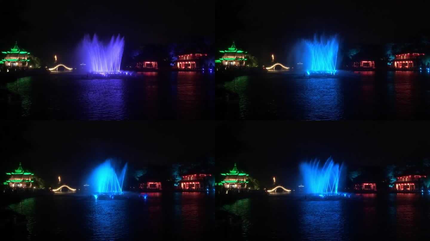 扬州瘦西湖喷泉湖水