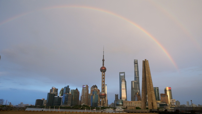 上海外滩夕阳彩虹美景