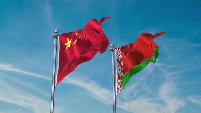 中国国旗和白俄罗斯国旗