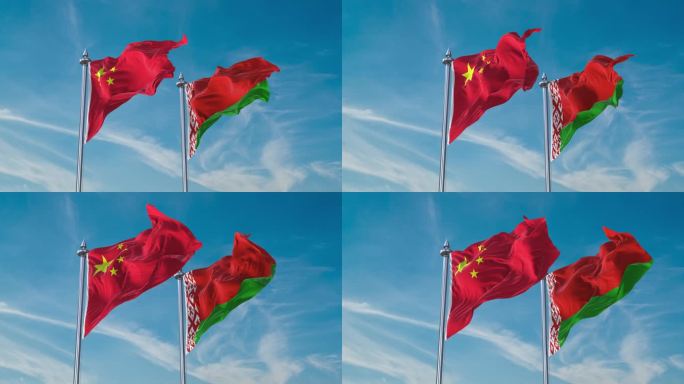 中国国旗和白俄罗斯国旗