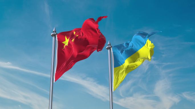 中国国旗和乌克兰国旗