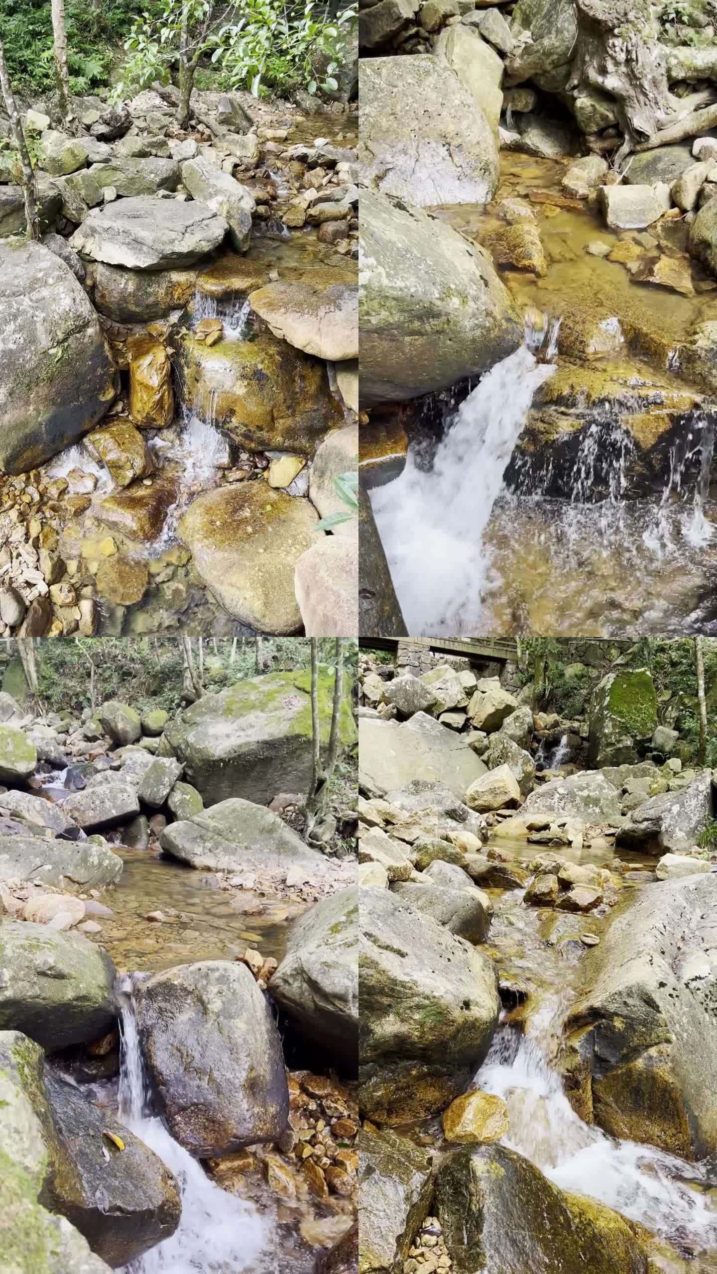 广西贺州姑婆山的野外小溪水流特写