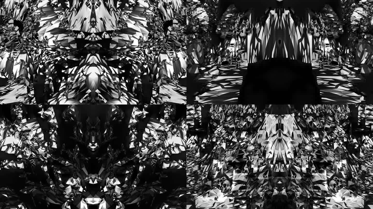【4K时尚背景】黑白几何意象万花筒光影秀