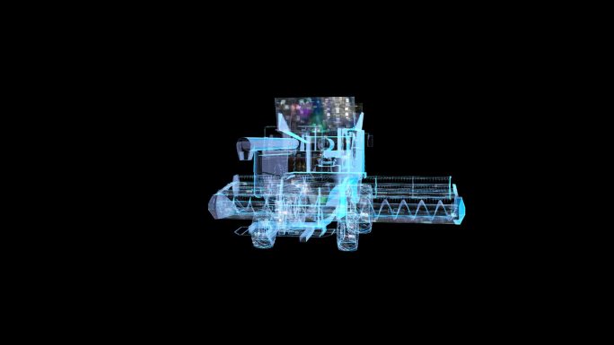 科技全息HUD农用收割机透明通道素材