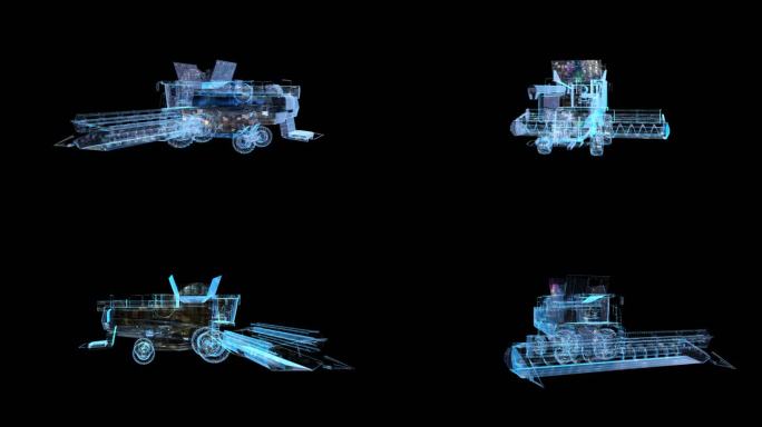 科技全息HUD农用收割机透明通道素材