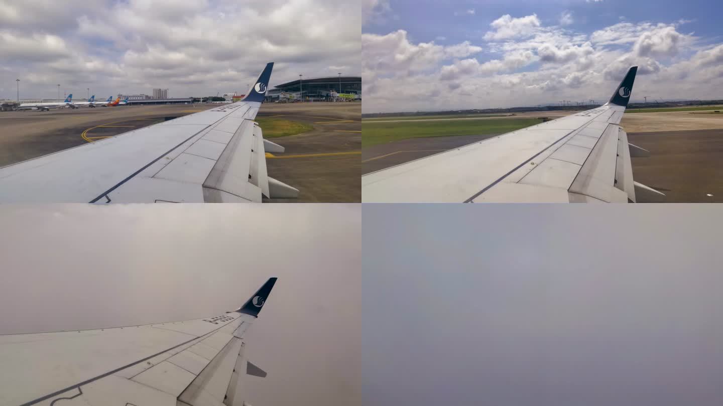 4K飞机起飞上升穿云