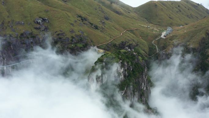 江西武功山高山草甸云海风光4K航拍