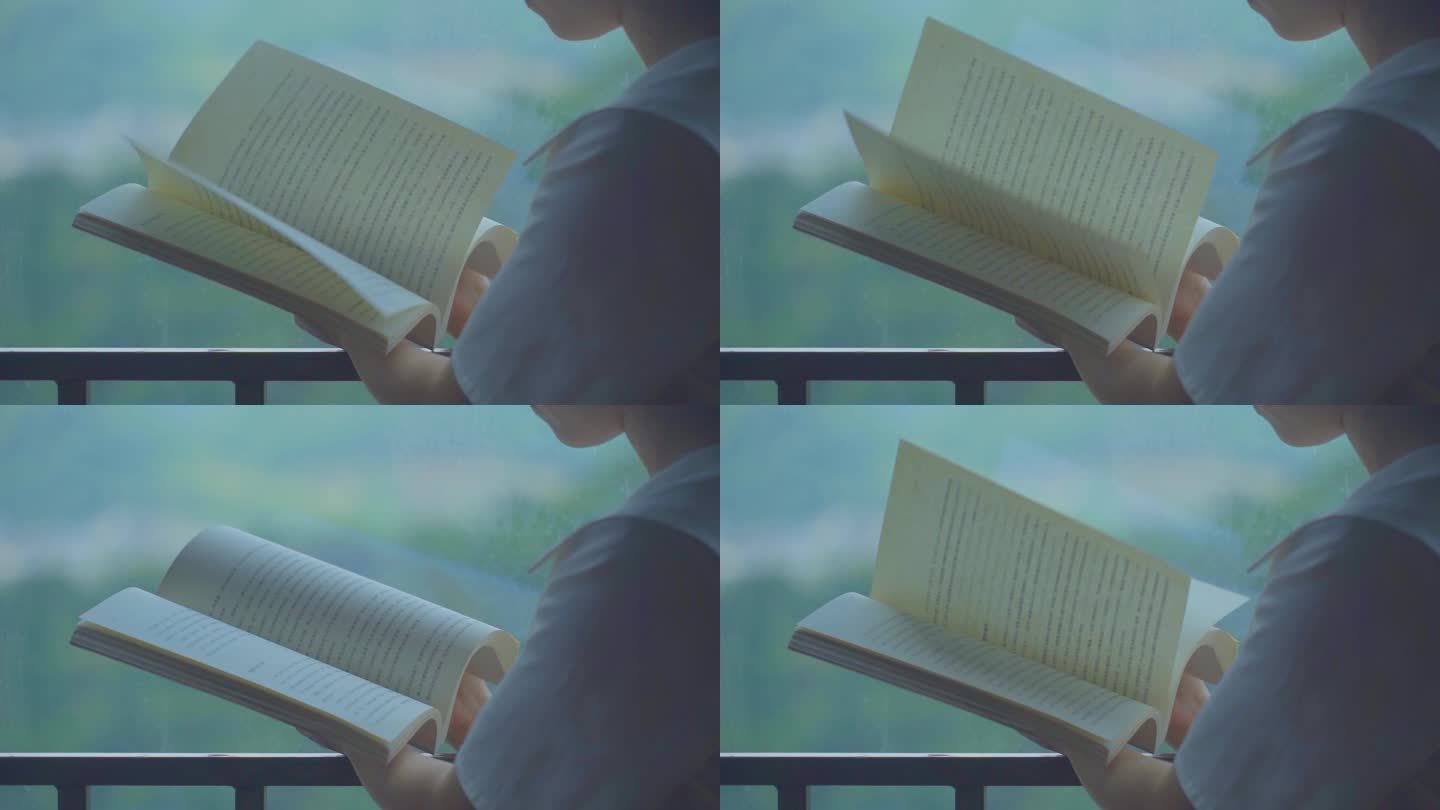唯美美女看书素材飘窗边阅读文艺清新视频