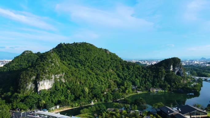 桂林山水自然风光风景航拍穿山塔山公园