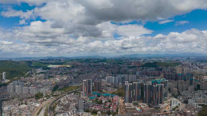 深圳布吉城中村城市片头地产发展航拍延时