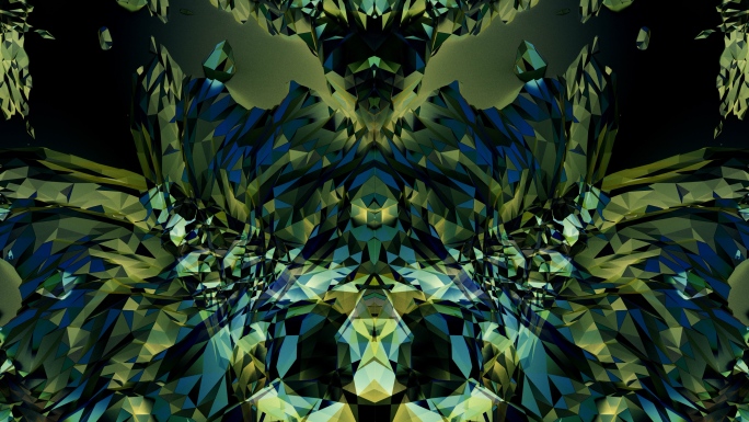 【4K时尚背景】绿野丛林镜像抽象繁花图案