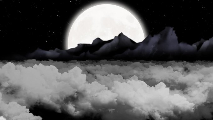 星空月亮云海背景-循环5