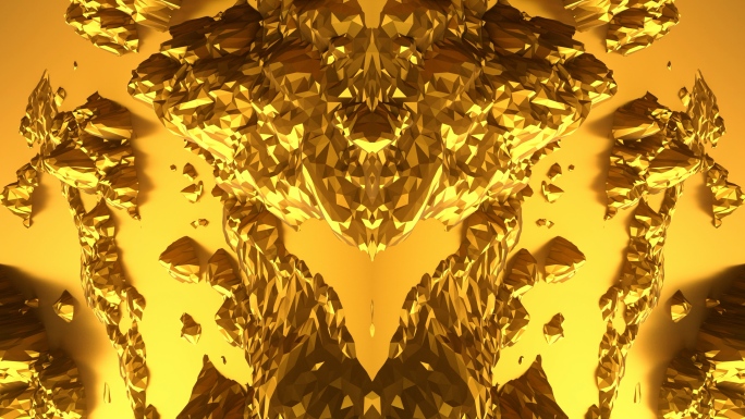 【4K时尚背景】黄金浮雕旋转空间立体图形