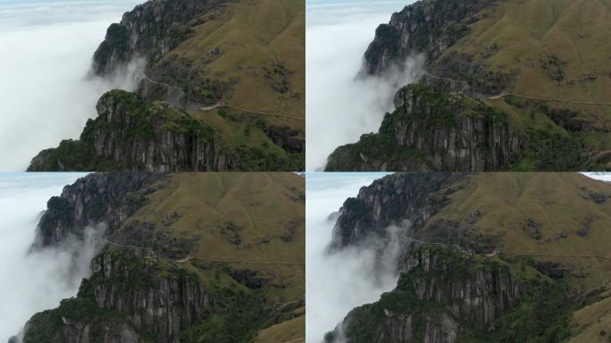 江西武功山高山草甸云海风光4K航拍