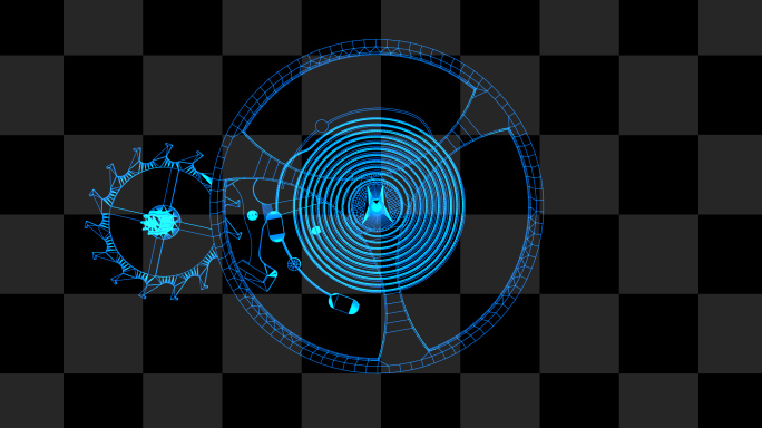 全息钟表齿轮机械动画免扣素材带通道