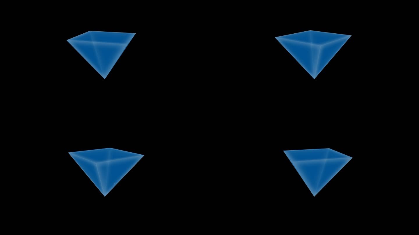 纯AE制作蓝色科技三维立锥体旋转