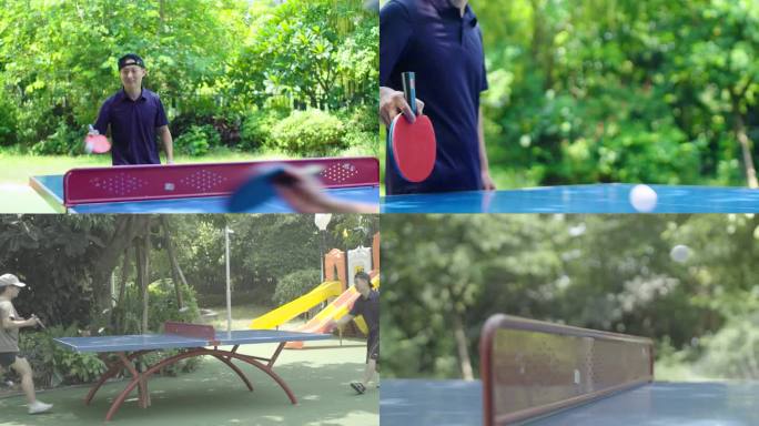 全民运动健身-小区居民打乒乓球