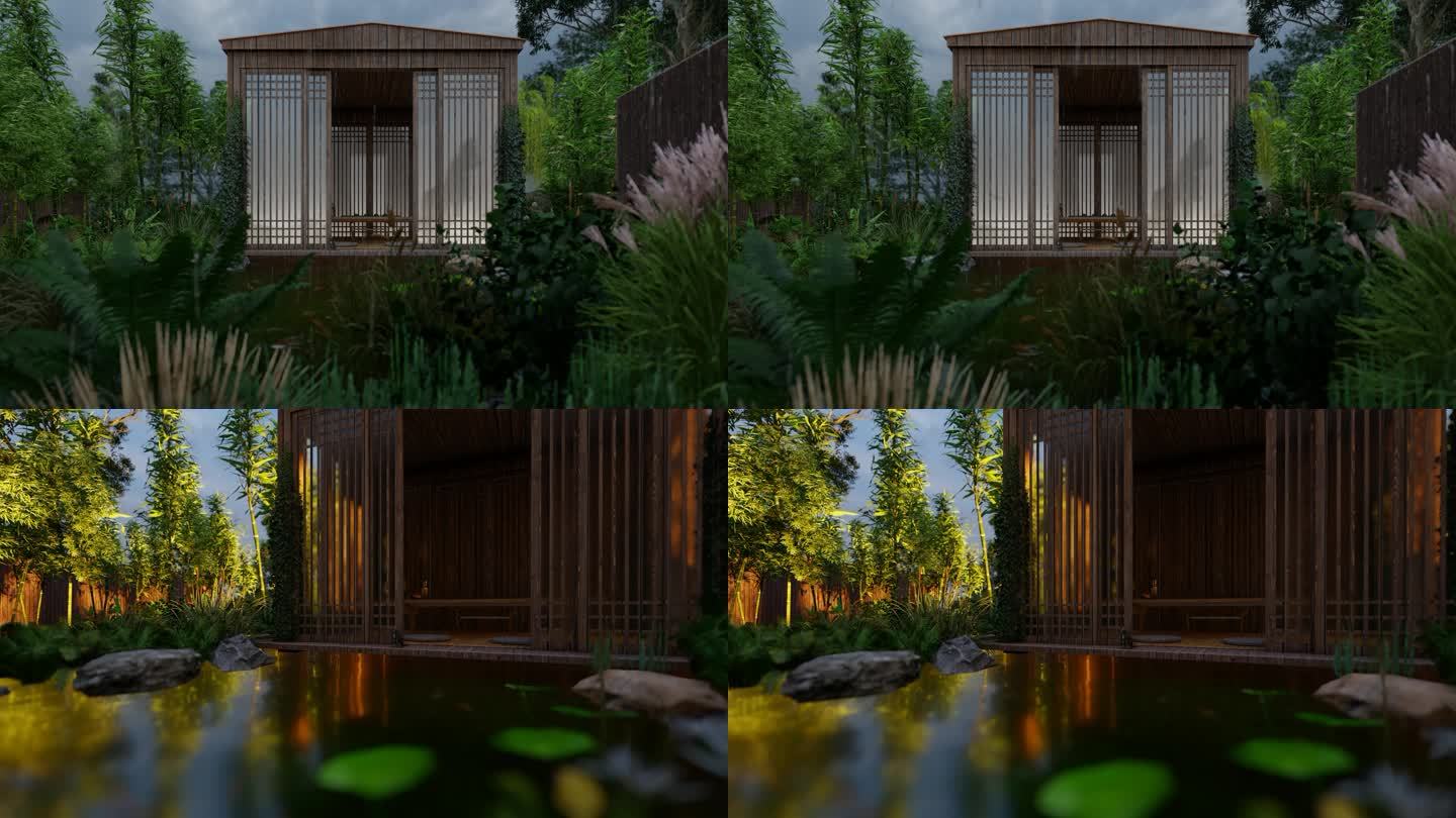 树林中式木屋