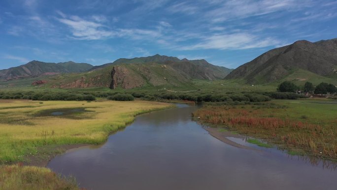 航拍桑科湿地