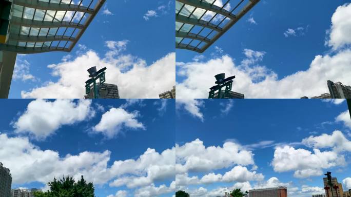城市建筑与蓝天白云