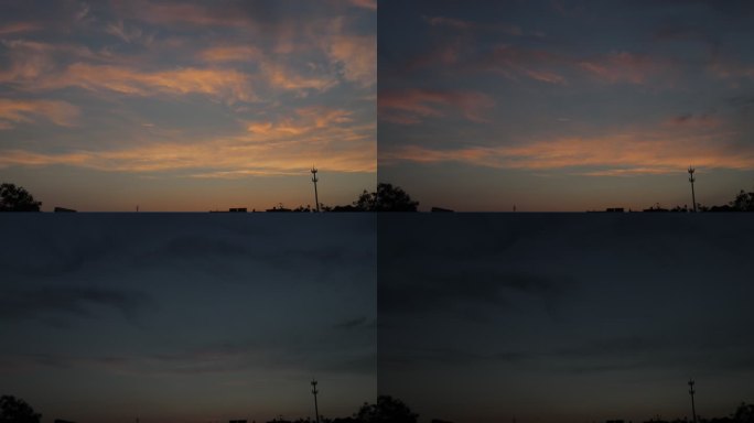 夕阳过后黄昏到天黑天空延时摄影
