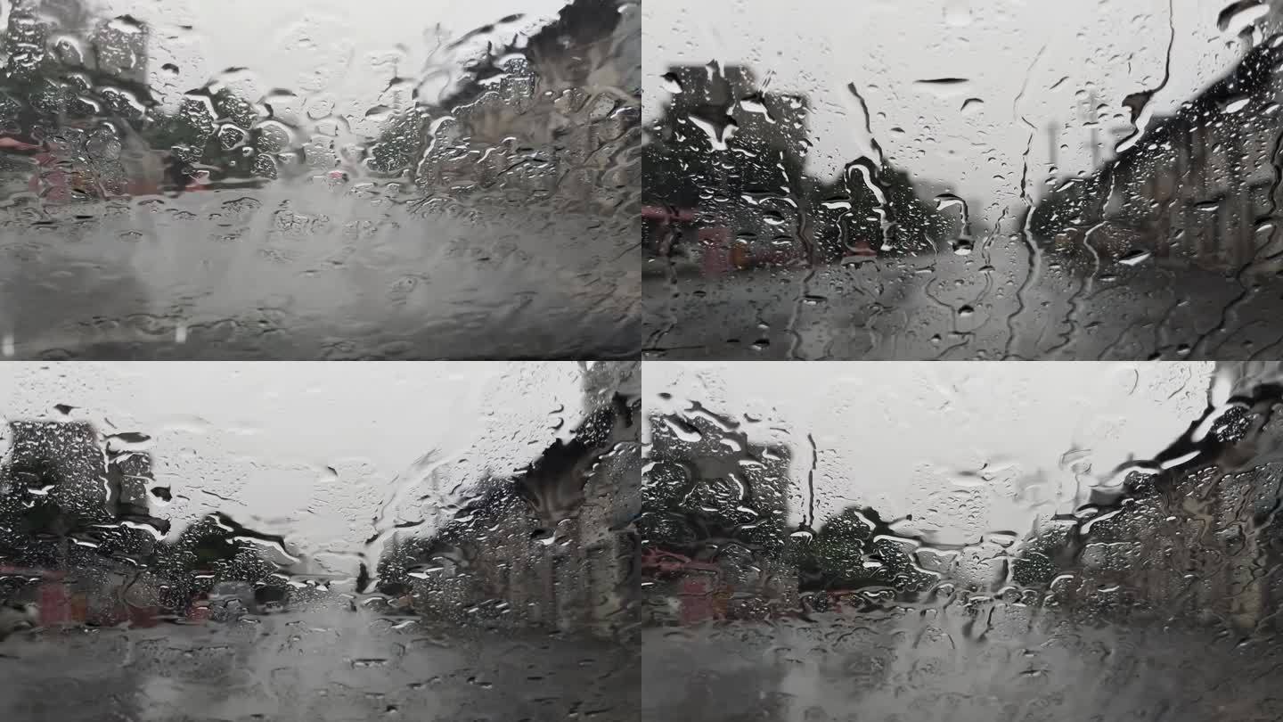 雨水打在车窗玻璃上 雨滴 梦幻 情绪片