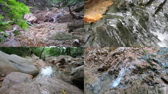 流水小溪山泉自然林中