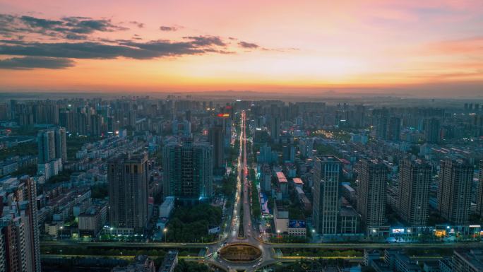 湖南省衡阳市解放大道夜景延时摄影