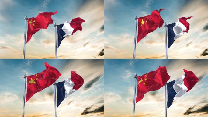 中国国旗和法国国旗