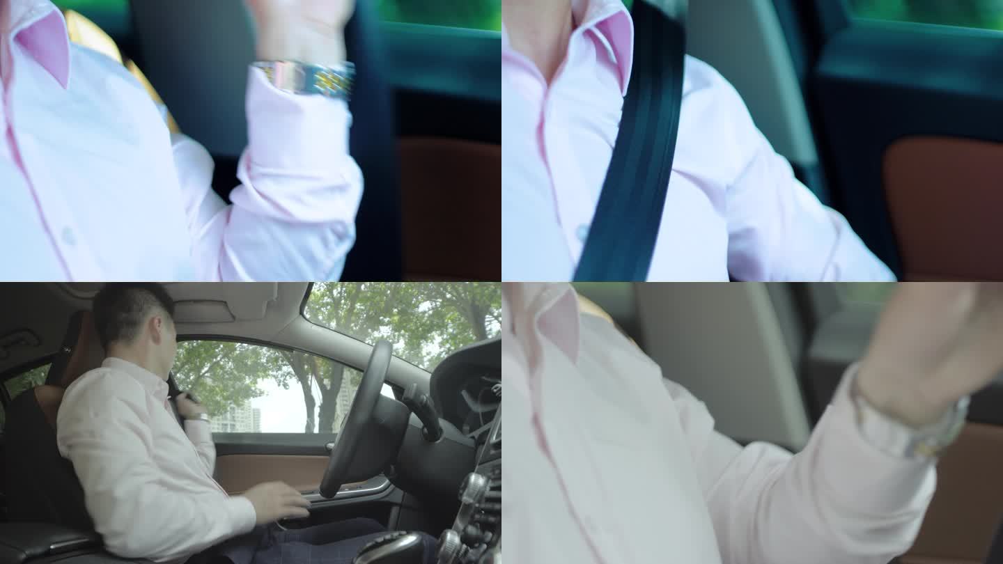 男人系安全带、扣安全带特写-交通安全意识