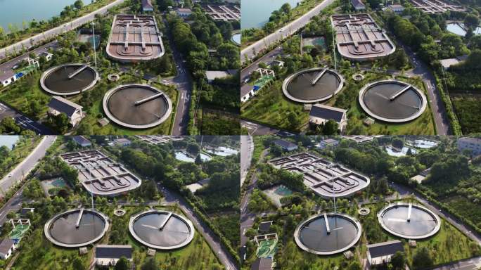 航拍杭州建德污水处理厂