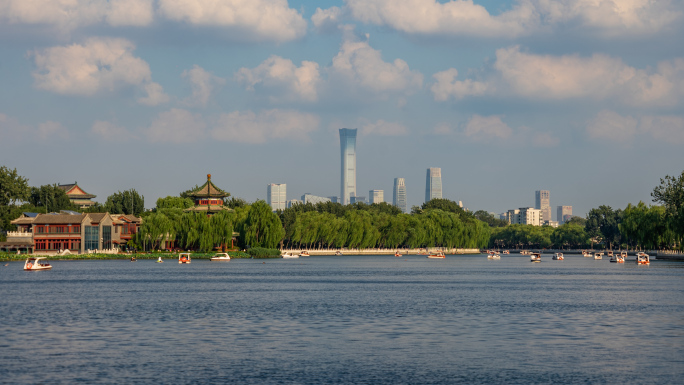 【4K】北京后海水面遥望CBD-日景延时