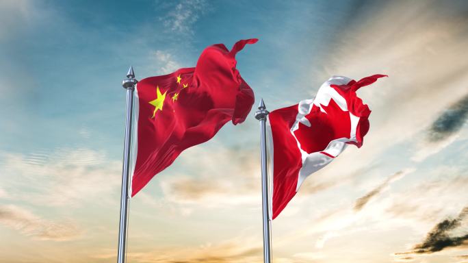 中国国旗和加拿大国旗