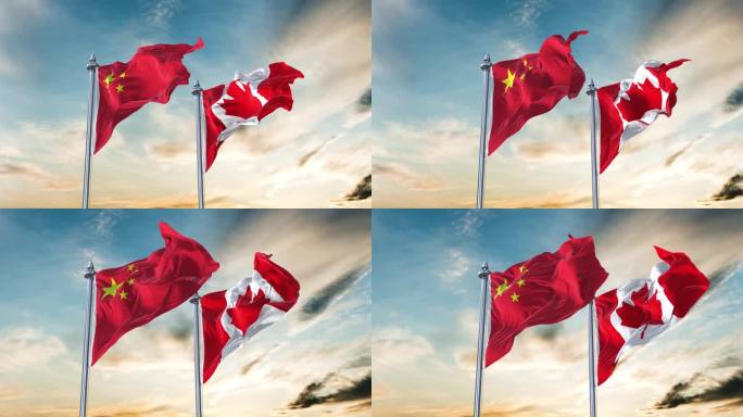中国国旗和加拿大国旗