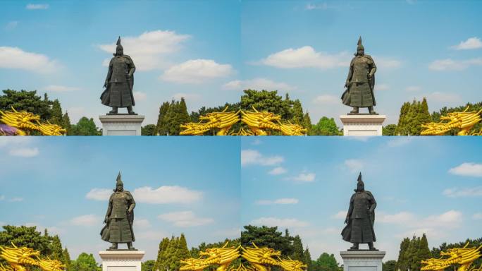 沈阳清昭陵北陵公园皇太极雕像延时摄影