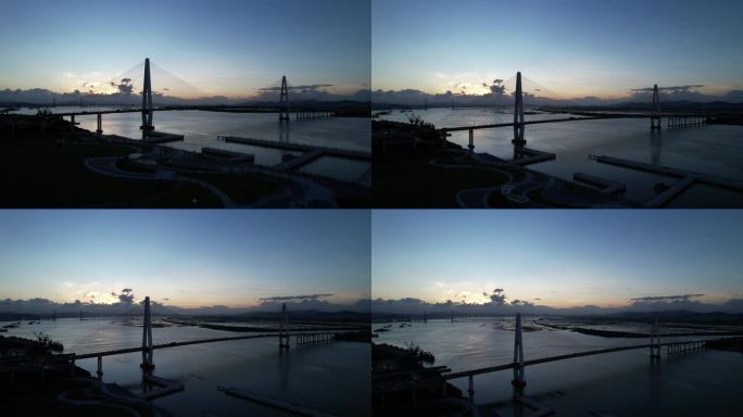航拍礐石大桥夕阳