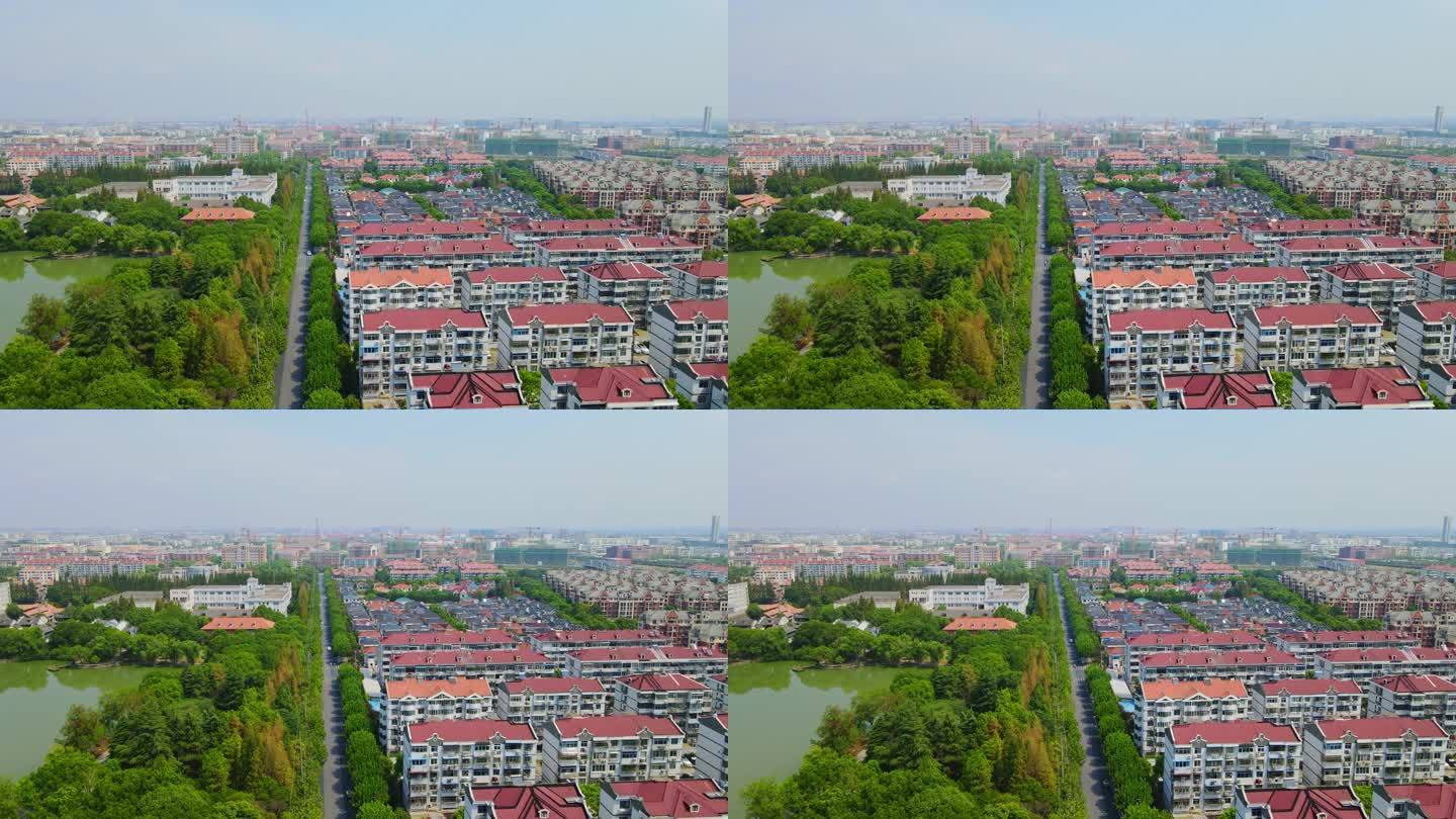 上海松江车墩镇小区影视基地周边4K航拍