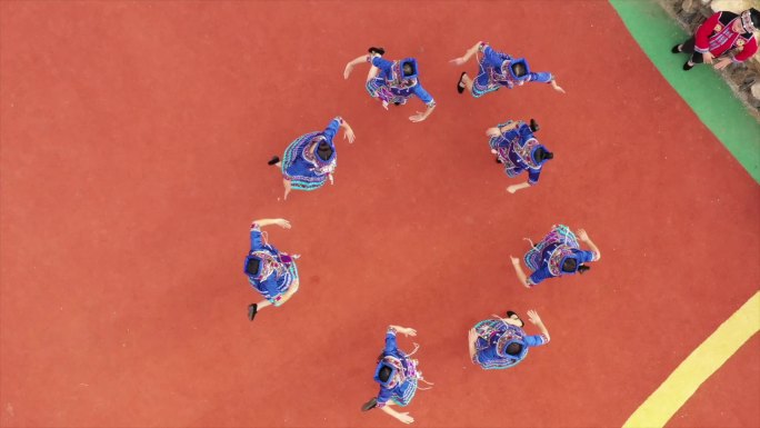 瑶族拍打舞少数民族传统舞蹈航拍A020