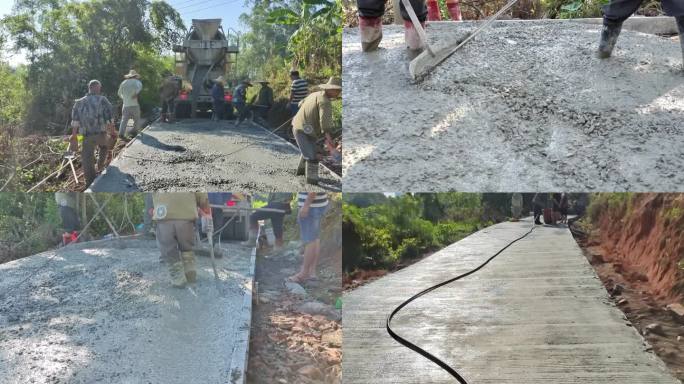 乡村道路建筑工程硬化道路交通农民工泥水工